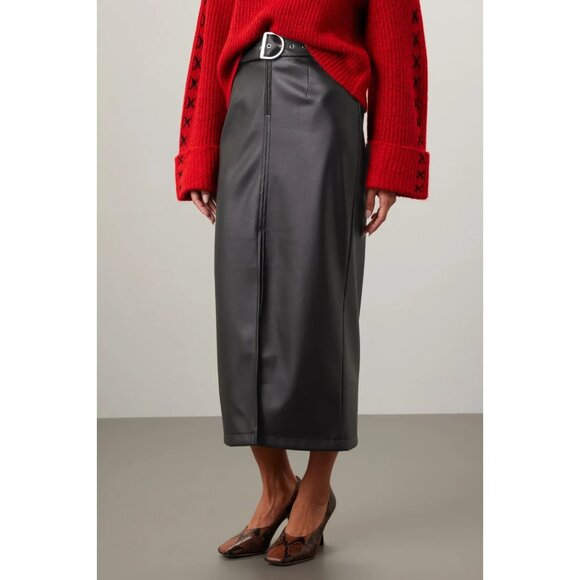 Ashley Park Black Faux Leather Maxi Skirt – Women’s Size 12 (Retails $225) - Picture 2 of 8